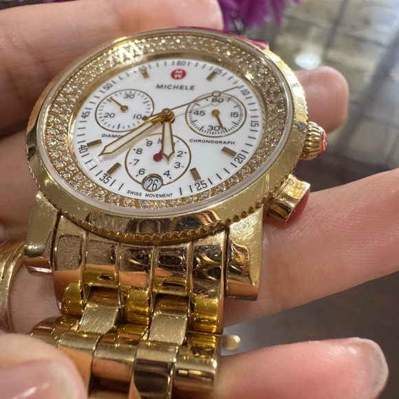 $3500 Michele Sport Sail Chronograph Diamond Watch – 38MM, Gold Plated! - Picture 16 of 16